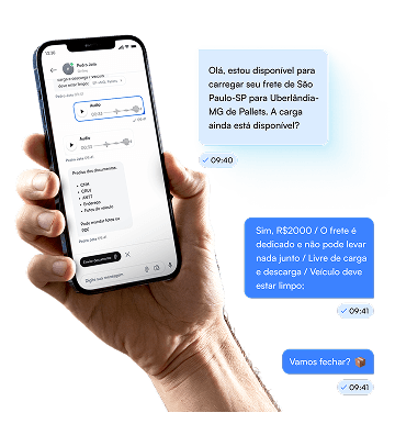 Mockup do chat Fretebras